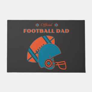 Football dad sports lovers orange blue vintage doormat