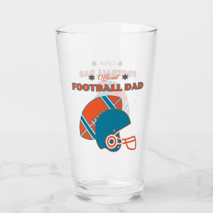 Football dad sports lovers orange blue vintage glass