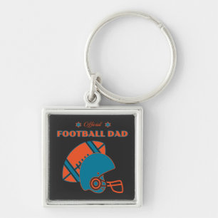 Football dad sports lovers orange blue vintage  keychain