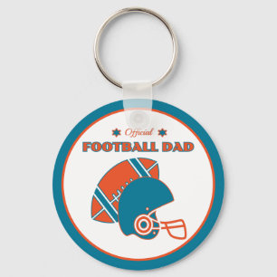 Football dad sports lovers orange blue vintage keychain