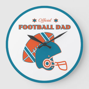 Football dad sports lovers orange blue vintage  large clock