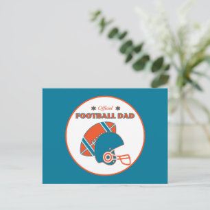Football dad sports lovers orange blue vintage postcard
