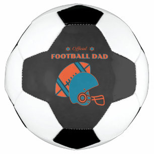 Football dad sports lovers orange blue vintage  soccer ball