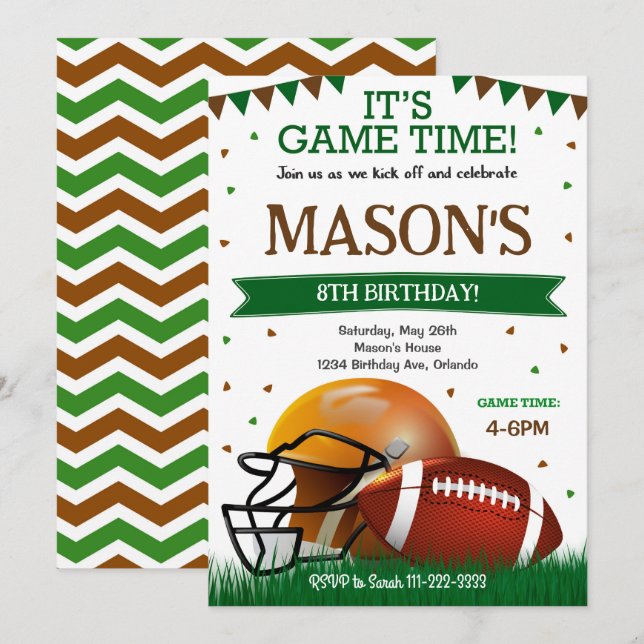 Football Début Anniversaire Invitation (Devant / Derrière)