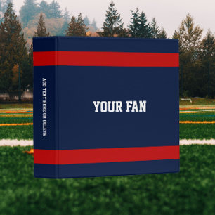 Football Deep Blue, Red & White Personalized Binder