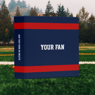 Football Deep Blue, Red & White Personalized Binder