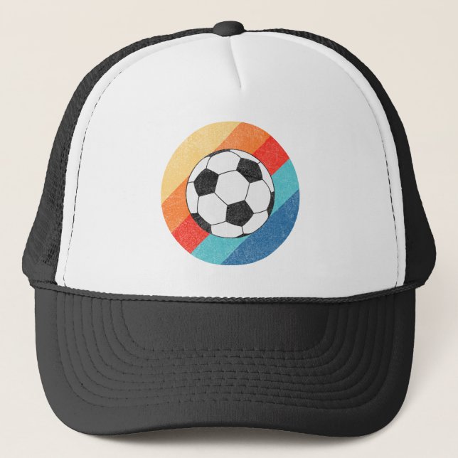 Football design on colourful retro background trucker hat (Front)