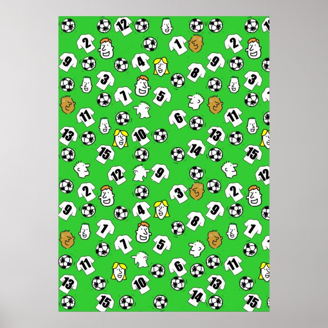Football Design Wall Poster with White Shirts (Front)