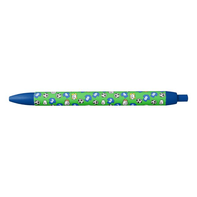 Football Design with Blue Shirts Black Ink Pen (Front)