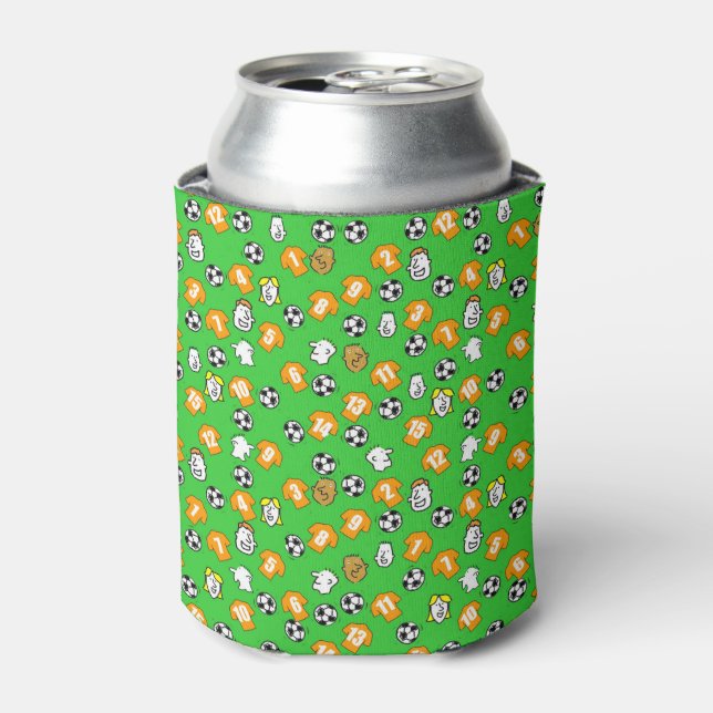 Football Design with shirts in orange gold Can Cooler (Can Front)