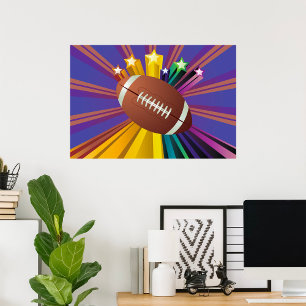 Football Design with Stars Vibrant Sports Fan Art Poster
