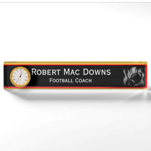 Football Desk Name Plate With Clock