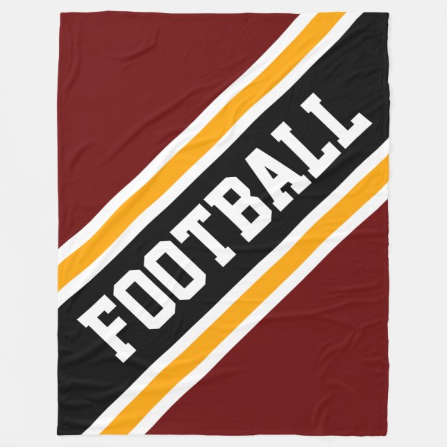 FOOTBALL Diagonal Bold Red Black Yellow Stripes Fleece Blanket (Front)