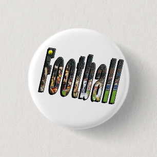 Football Dimensional Logo, 1 Inch Round Button