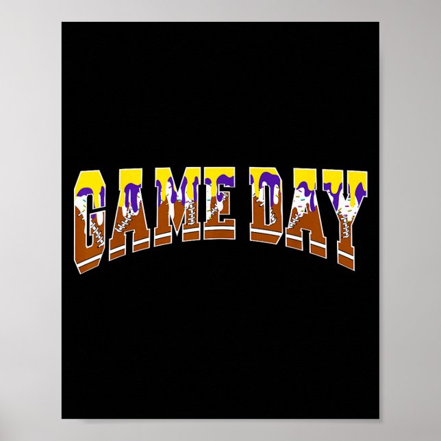 Football Drip Game Day Football Mom Go Cheer Purpl Poster (Front)