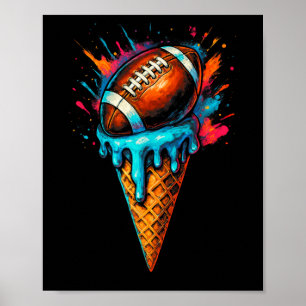 Football Drip Ice Cream Dripping Football Player G Poster