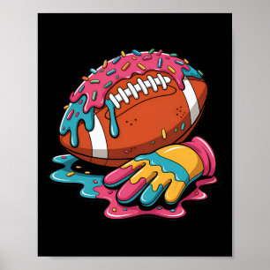 Football Drip Wr Lineman Qb Rb Db Ice Cream Footba Poster