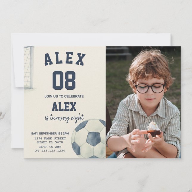 Football éditable Anniversaire Invitation avec pho (Devant)