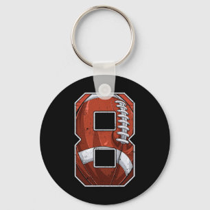 Football Eighth 8th Birthday Boy Eight 8 Years Old Keychain