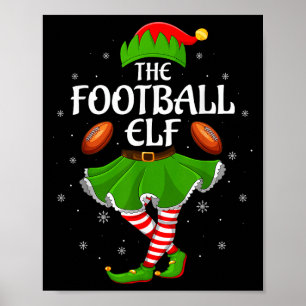 Football Elf Christmas Family Girls Women Elf Squa Poster