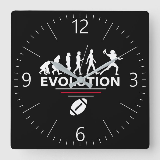 Football evolution square wall clock (Front)