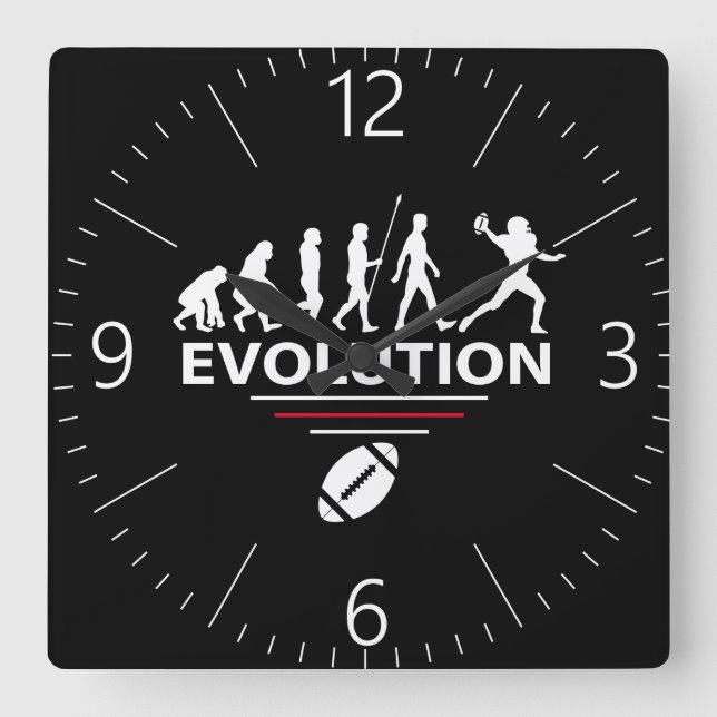 Football evolution square wall clock (Front)