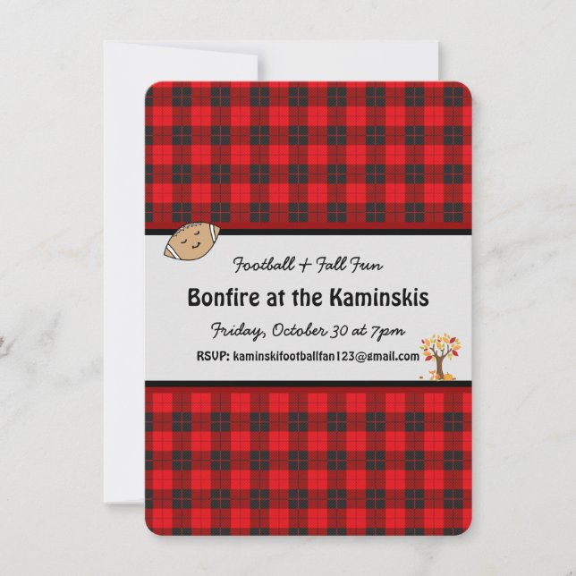 Football Fall Fun Bonfire Customizable Invitation  (Front)