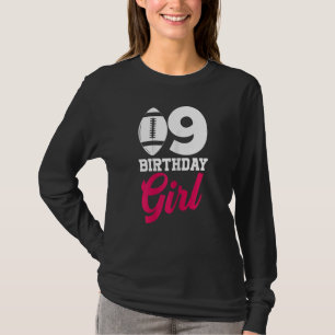 Football Fan 9th Birthday Girl Football Player 1 T-Shirt