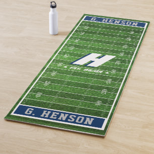 Football Fan   Custom Colour Monogram Silver   Nav Yoga Mat