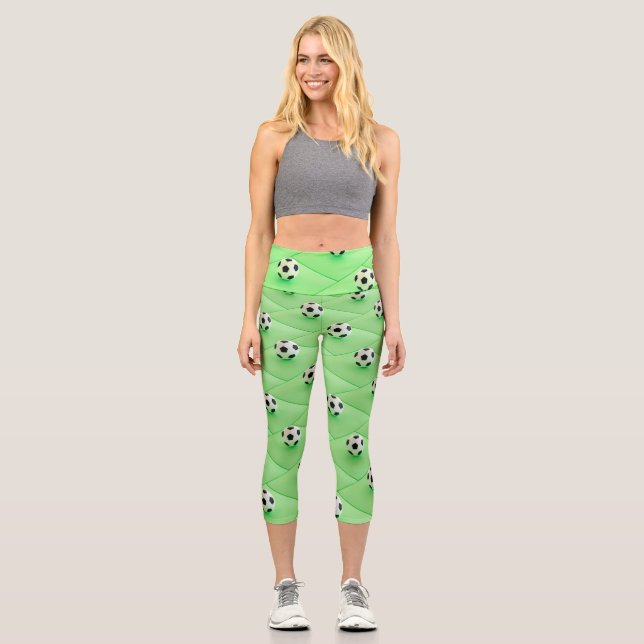 Football Fan Design with Blue Background Capri Leggings (Front)