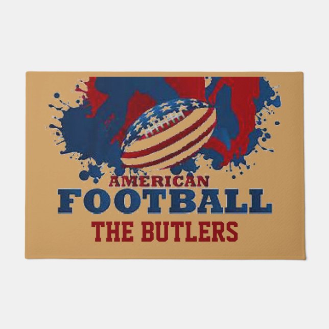 Football Fan Party Family Personalized Doormat (Front)