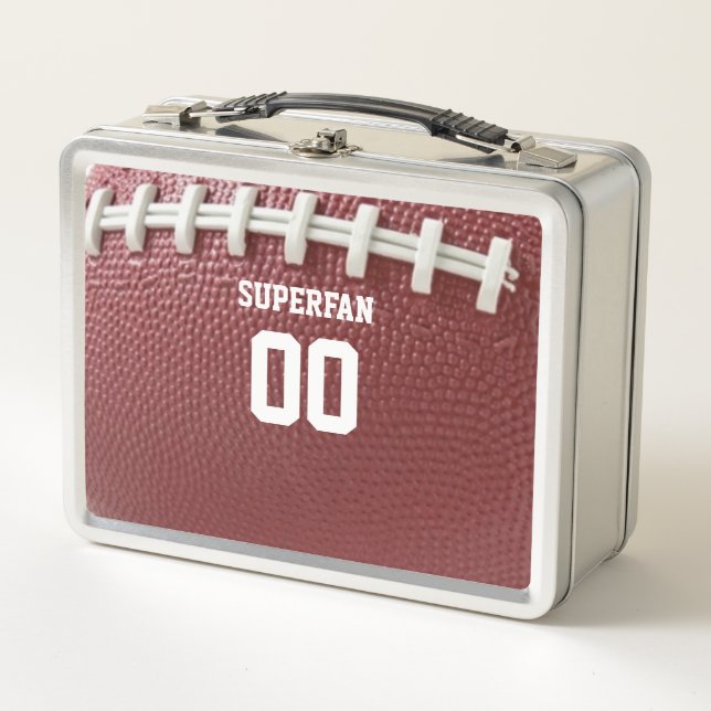 Football Fan Personalized Metal Lunch Box (Front)
