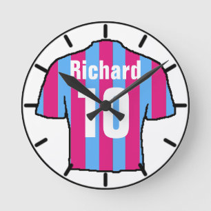Football Fan Shirt to Personalise. Round Clock