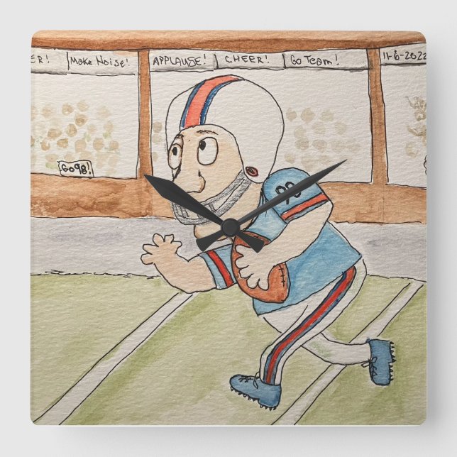 Football Fan Square Wall Clock (Front)