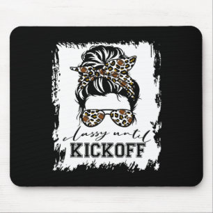 Football Fan Women Cly Until Kickoff Messy Bun Mouse Pad