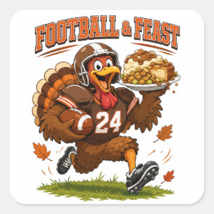 Football & Feast Turkey Square Sticker