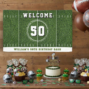 Football Field 50 Yard Line 50th Birthday Party Banner