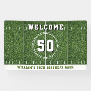 Football Field 50 Yard Line 50th Birthday Party Banner