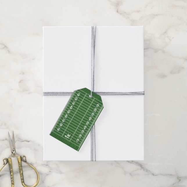 Football Field Design Gift Tags (With Twine)