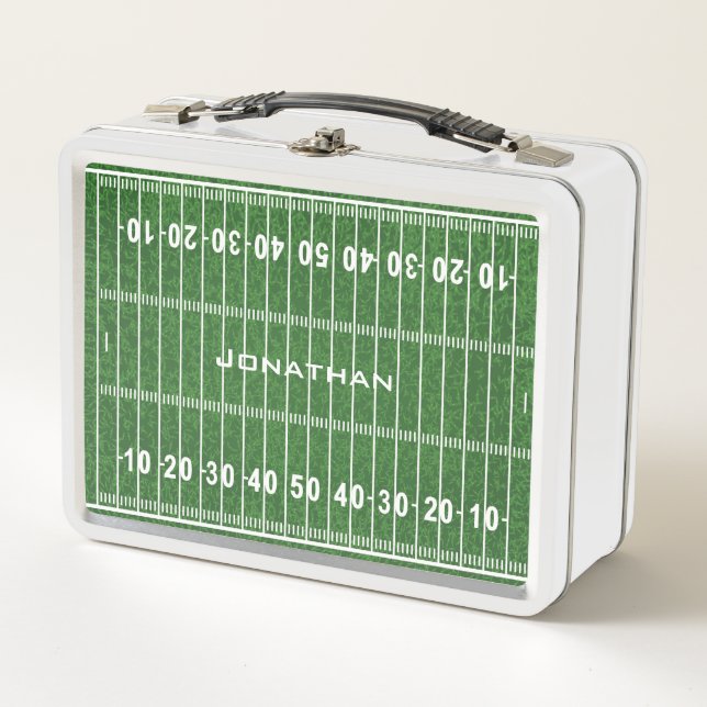 Football Field Design Metal Lunchbox (Front)