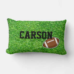 Football Field Grass Sports NAME Ball Fun Lumbar Pillow