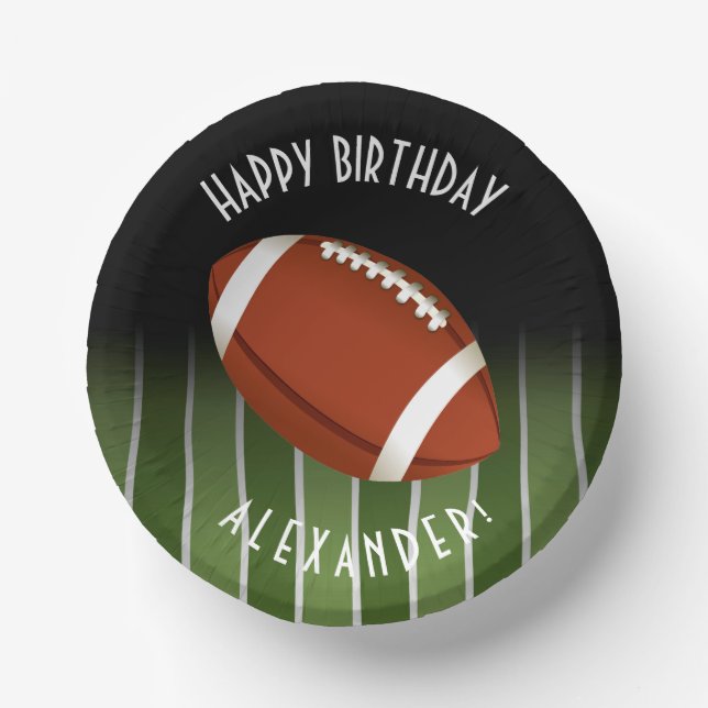 Football Field Happy Birthday Personalized Paper Plate (Front)