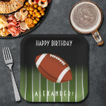 Football Field Happy Birthday Personalized Paper Plate<br><div class="desc">Customizable square paper plates in 2 SIZES - 9" Dinner and 7" Snack can be personalized with your name and occasion. MATCHING items in our store.</div>