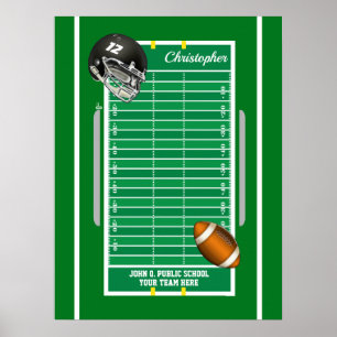 Football Field Player Helmet Name   No   School Poster