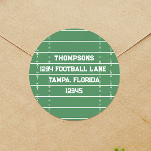 Football Field Return Address Custom Classic Round Sticker