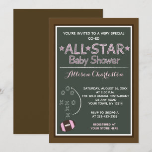 Football Fille Sports Baby showers Invitations