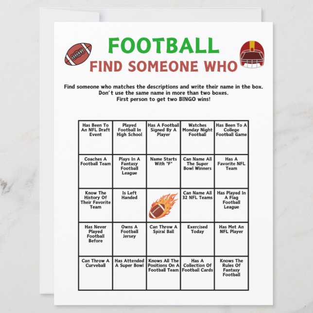 Football Find Someone Who Game (Front)