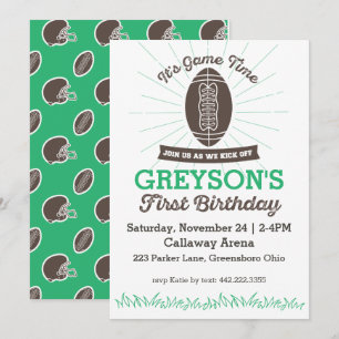 Football First Birthday Invitation