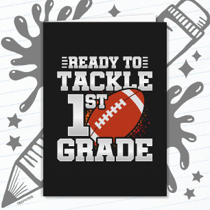 Football First Day 1st Grade Back To School Card