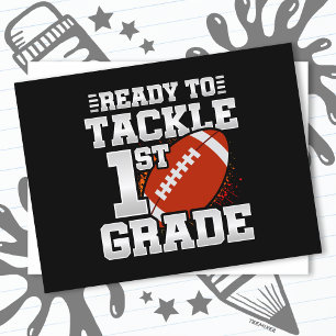 Football First Day 1st Grade Back To School Postcard